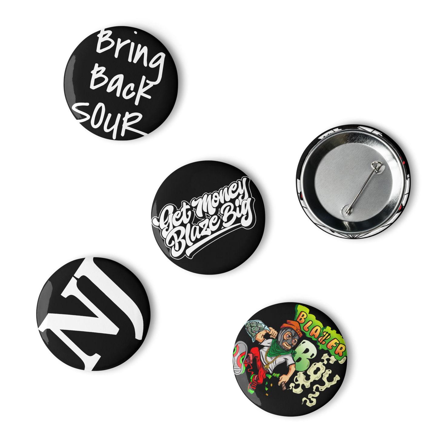 Set of pin buttons